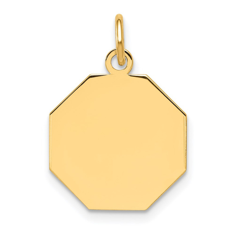 14k Plain .027 Gauge Engravable Octagonal Disc Charm - XM-6E1EDEFF-5701