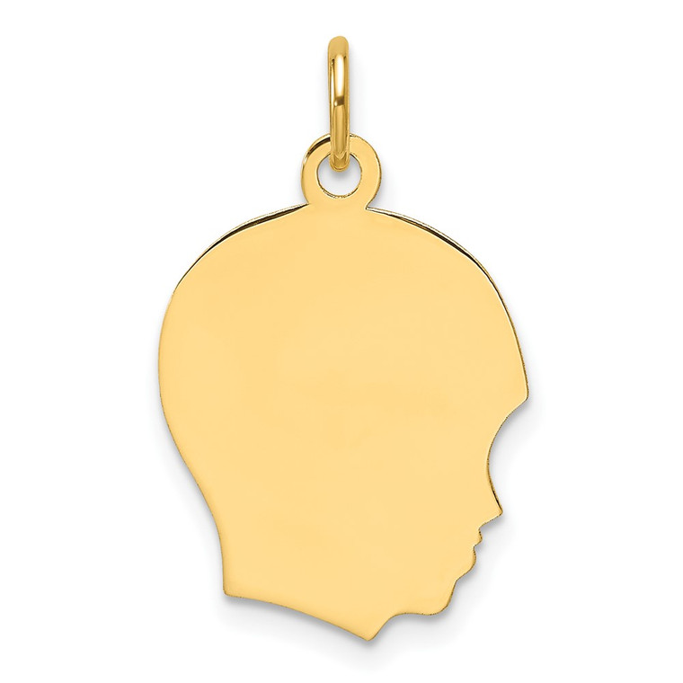 14k Plain Medium .009 Gauge Facing Right Engravable Boy Head Charm - XM-BA3C362F-9685