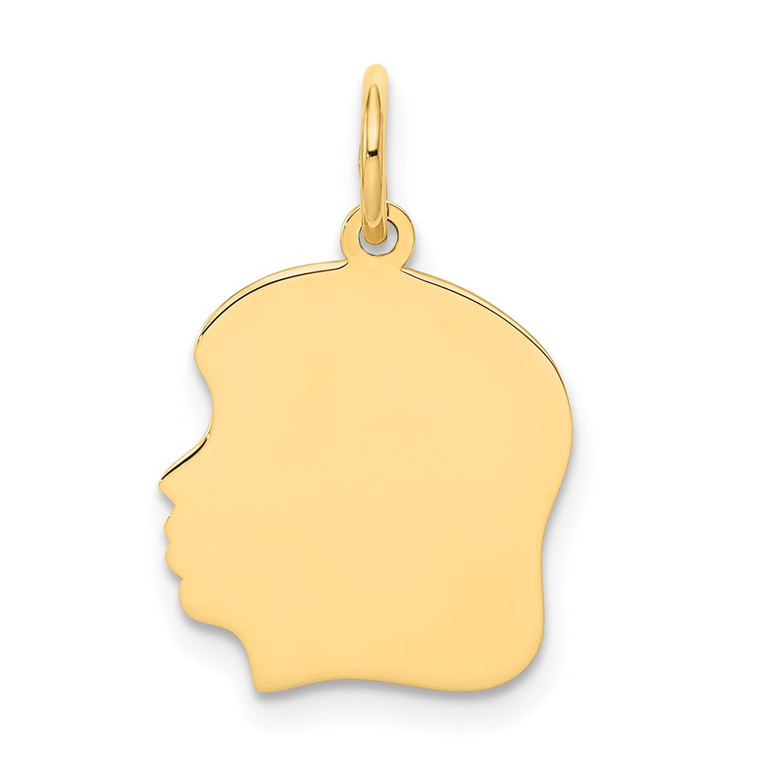 14k Plain Medium .011 Gauge Facing Left Engravable Girl Head Charm - XM-340D8444-3347