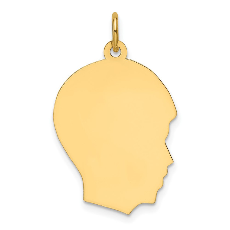 14k Plain Medium .011 Gauge Facing Right Engravable Boy Head Charm - XM-3A5CC122-3665