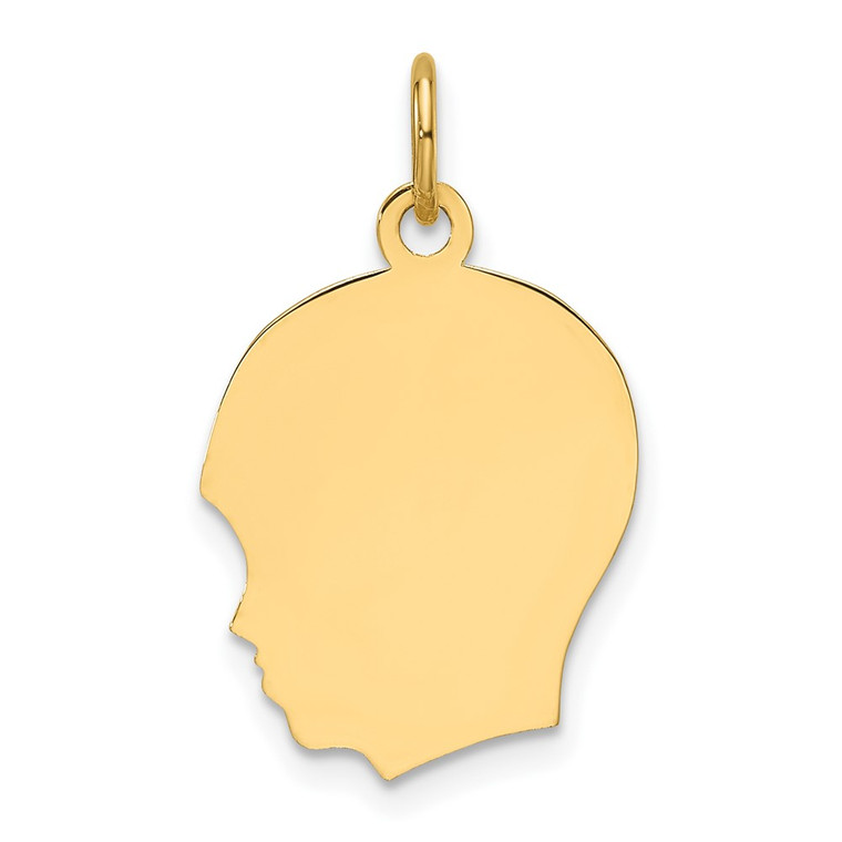 14k Plain Medium .027 Gauge Facing Left Engravable Boy Head Charm - XM-7B07BDD8-7965
