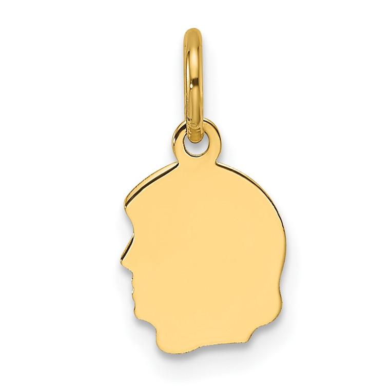 14k Plain Small .013 Gauge Facing Left Engravable Girl Head Charm - XM-8C7A974A-9357