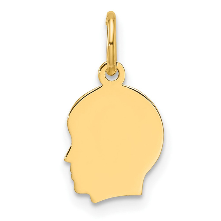 14k Plain Small .035 Gauge Facing Left Engravable Boy Head Charm - XM-417591CA-1220