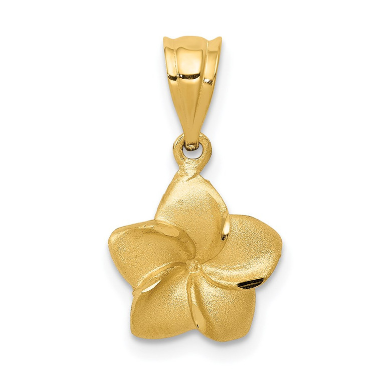 14k Plumeria Floral Charm Pendant - D3-4DD1B3BE-6459