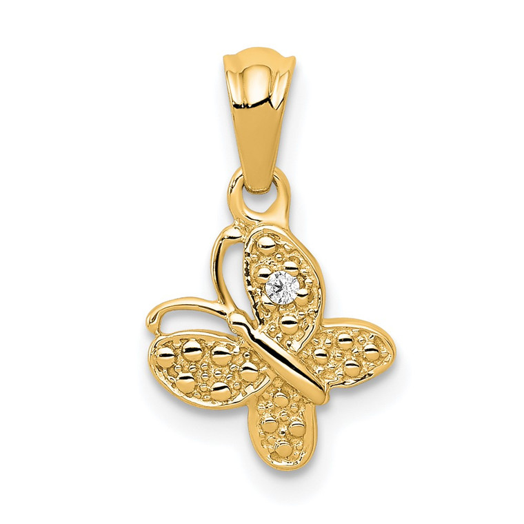 14k Polished .01ct. Diamond Butterfly Pendant