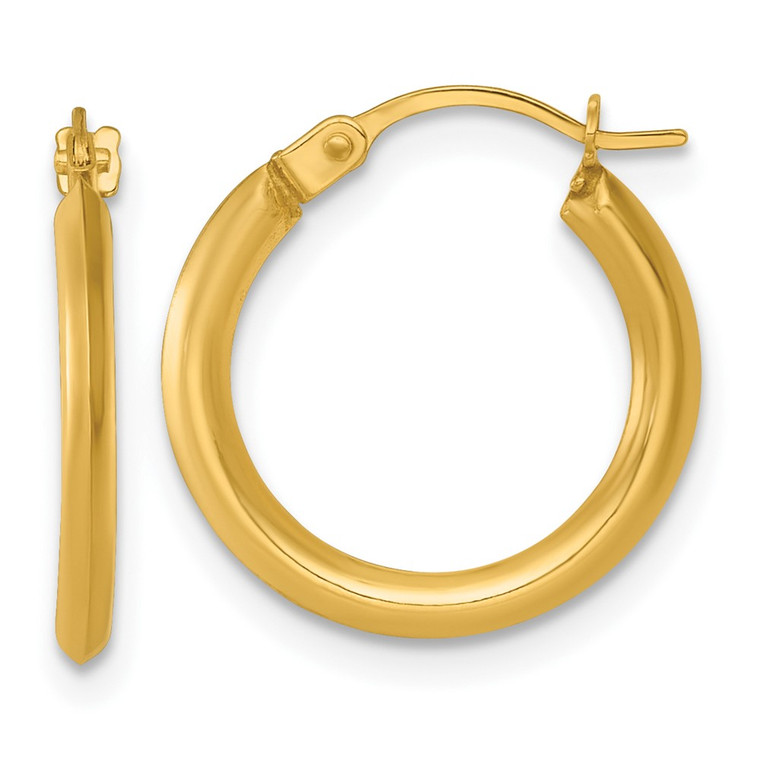 14k Polished 1.5 x 16.00mm Round Tube Hoop Earrings