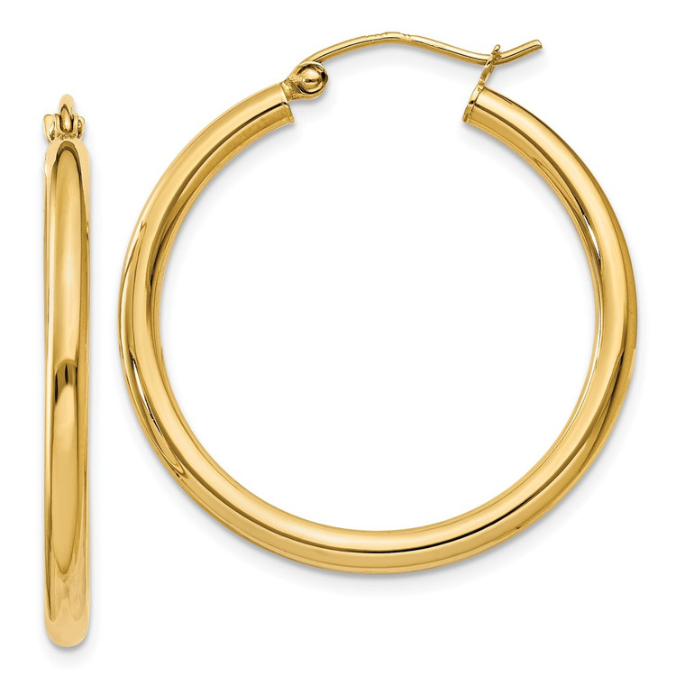 14k Polished 2.5mm Lightweight Tube Hoop Earrings - T9-D5E5FC3C-2685