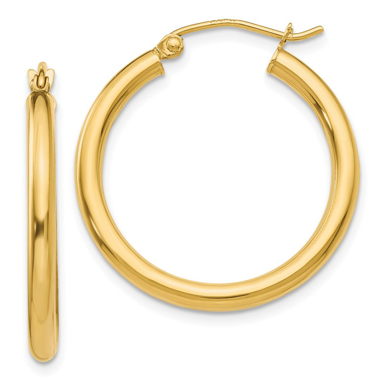 14K Polished 2.5mm Tube Hoop Earrings - T9-163DEEF3-7432