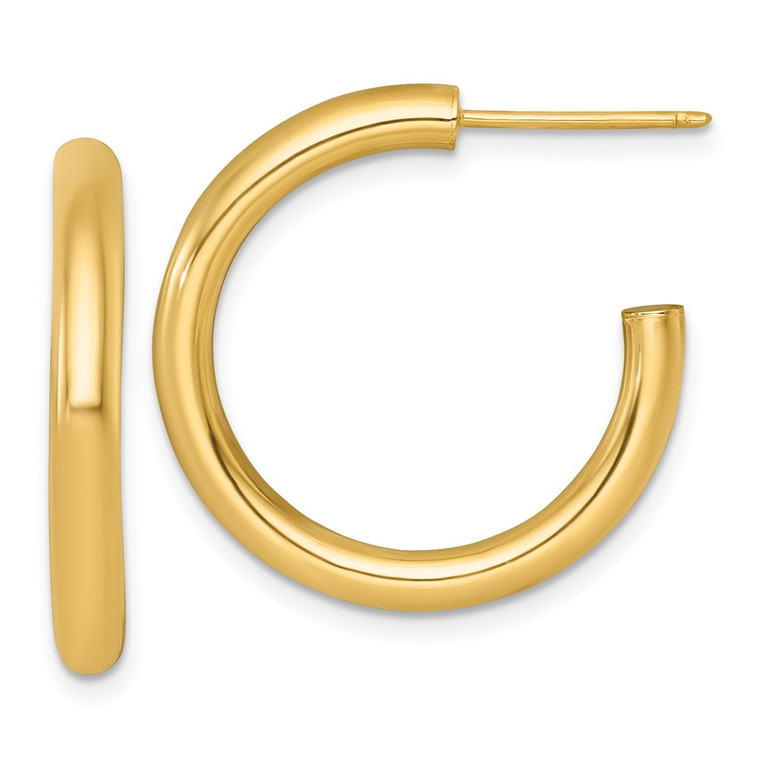 14k Polished 3.0 x 25mm Tube C-Hoop Post Earrings - TF-5DE1FBEC-6634