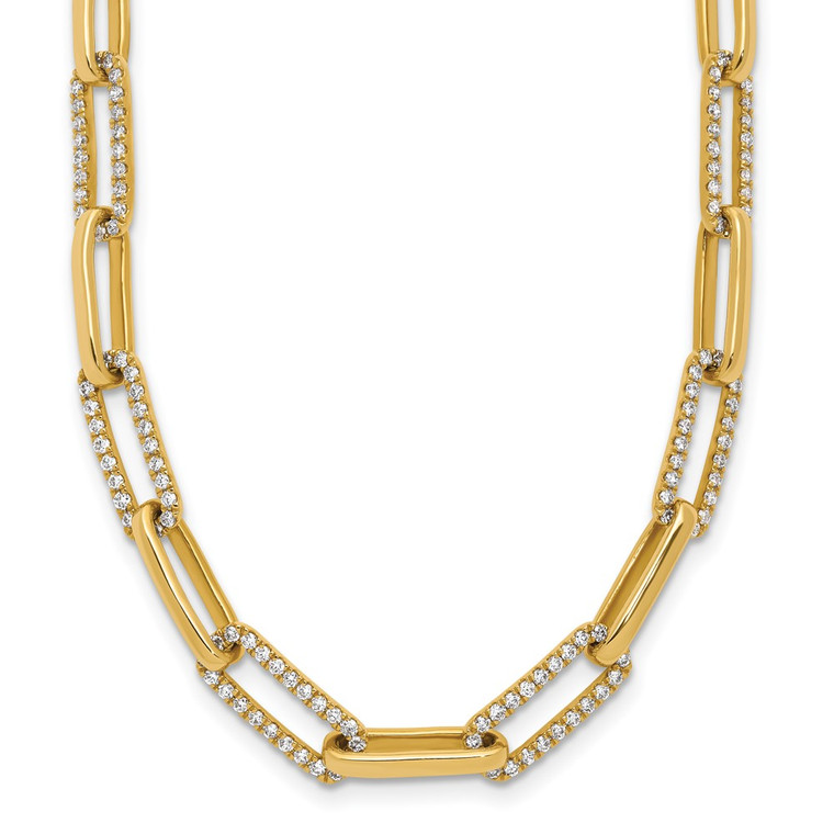 14k Polished 3.69 carat Diamond Paperclip Link 18 inch Necklace