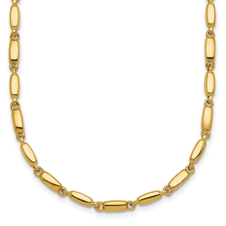 14k Polished 3mm Fancy Bar Link 18 inch Necklace