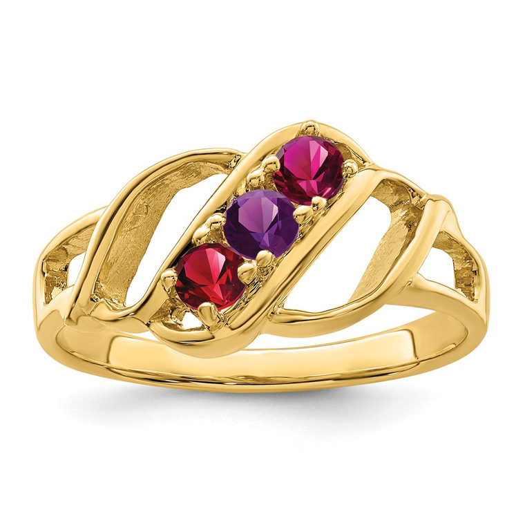 14k Polished 3-Stone Mothers Ring Mounting - XM-5795B89F-5614