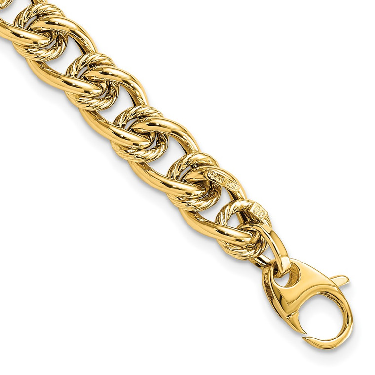 14K Polished 7mm Fancy Link 7.5 inch Bracelet