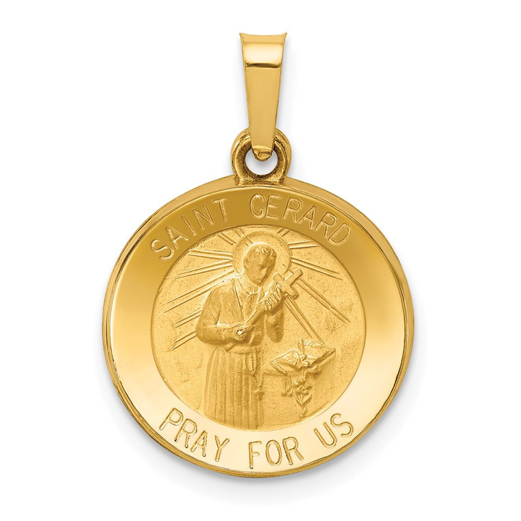 14k Polished and Satin St Gerard Medal Hollow Pendant - XR-A21659DE-1021