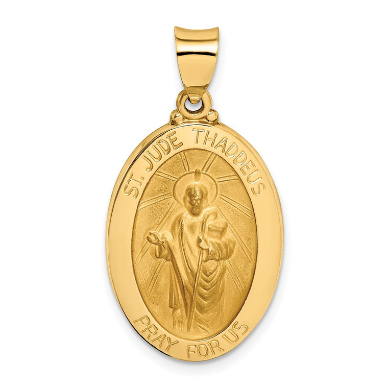 14k Polished and Satin St Jude Thaddeus Medal Hollow Pendant - XR-E9DF54C1-4574