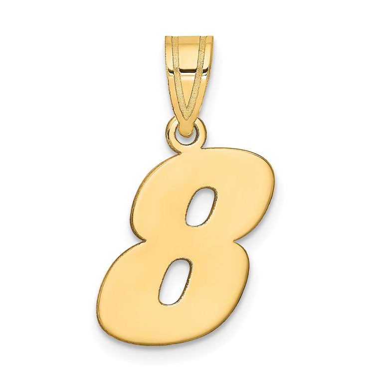 14k Polished Block Number 8 Pendant