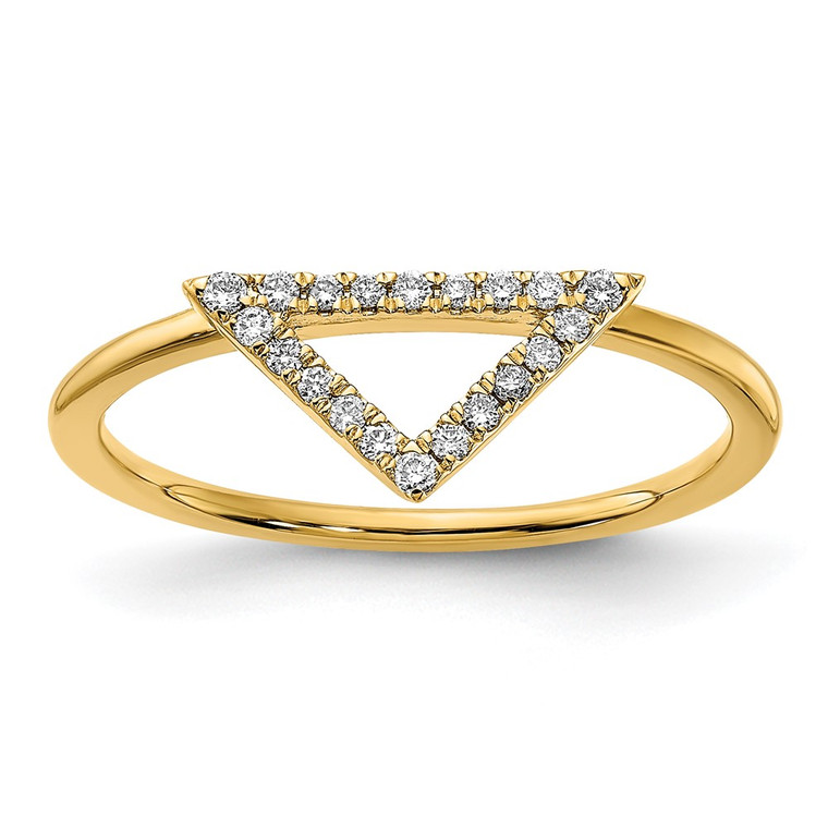 14k Polished Diamond Triangle Ring