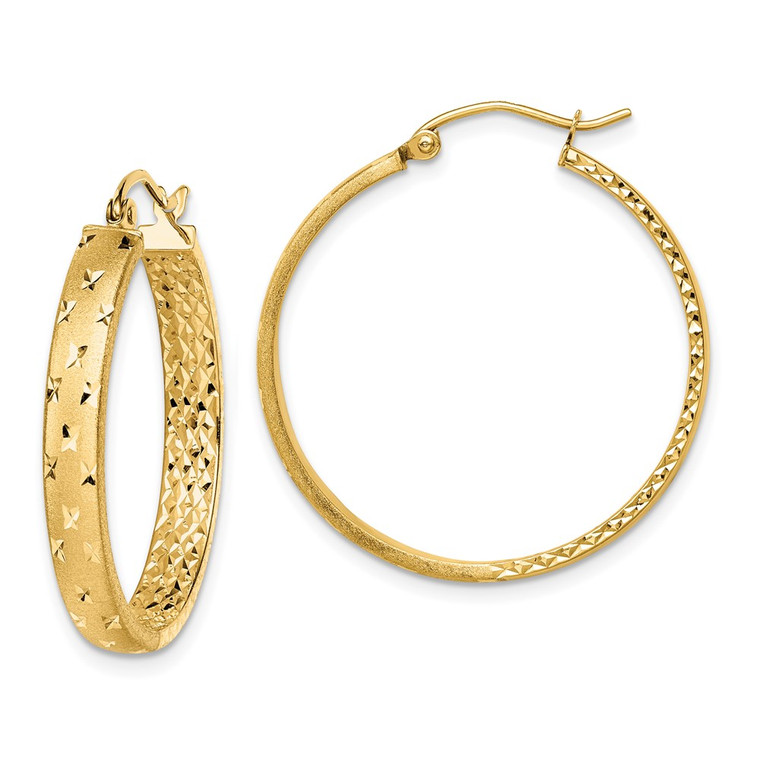 14k Polished Diamond-cut In/Out Hoop Earrings - TF-7E3D53F3-4116