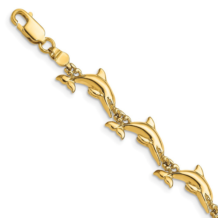 14k Polished Dolphin 7 inch Bracelet - FB-050BEA00-1426