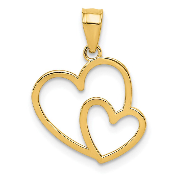 14K Polished Double Heart Pendant - K4-1DD644C9-9844