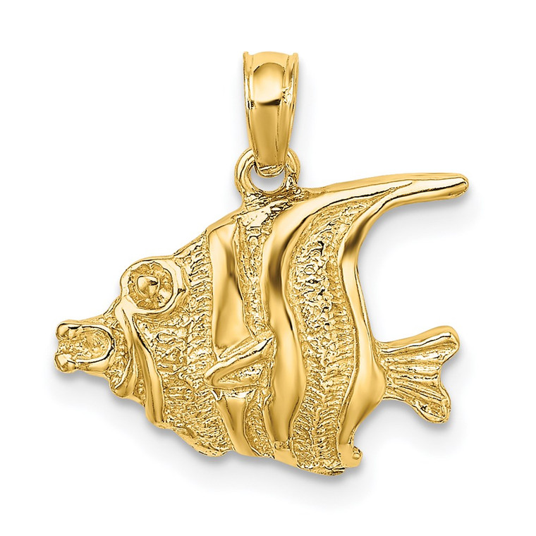 14K Polished Engraved FISH Charm - K7-BD66225C-7558