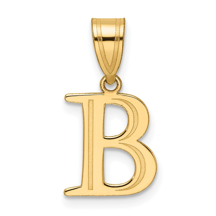 14k Polished Etched Letter B Initial Pendant - YC-52F4F990-7244