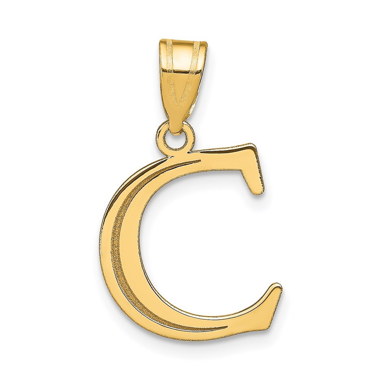 14k Polished Etched Letter C Initial Pendant - YC-1AD8B1DE-3753