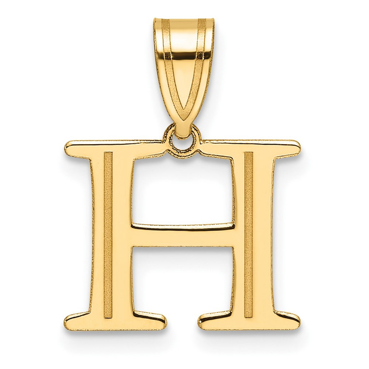 14k Polished Etched Letter H Initial Pendant - YC-06D3C865-1877