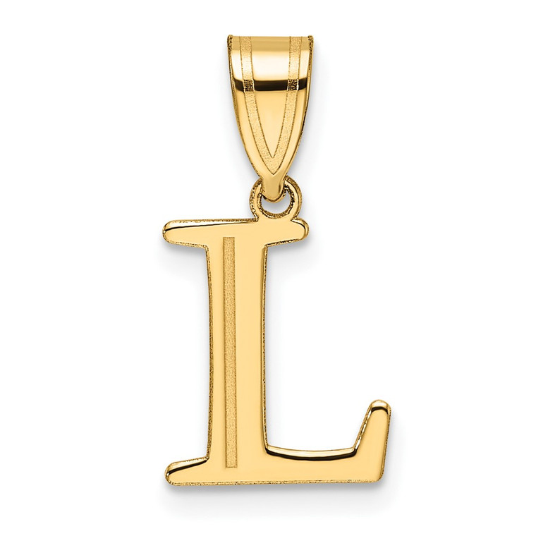 14k Polished Etched Letter L Initial Pendant - YC-4EC13943-2073