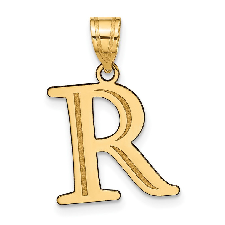 14k Polished Etched Letter R Initial Pendant - YC-0A23A4E7-7316