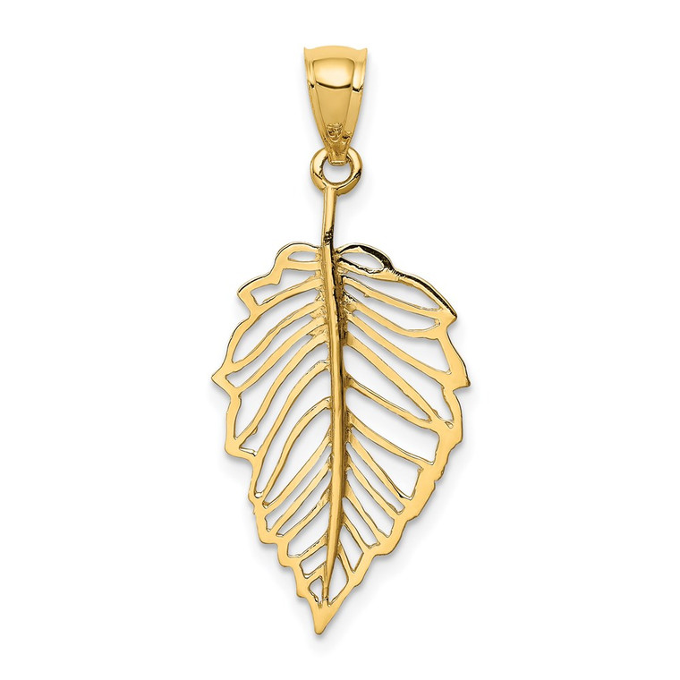 14K Polished Leaf Pendant - D4-476A65A2-1593