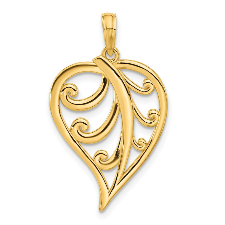 14k Polished Leaf Pendant - D5-629546D6-7469