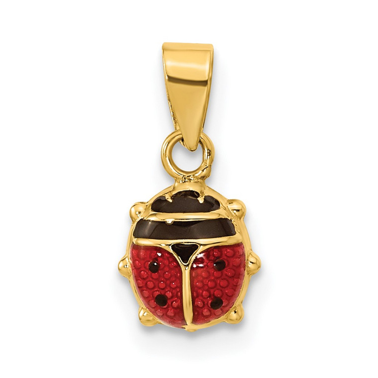 14K Polished Red/Black Enamel Ladybug Pendant - XC-26B05D99-7621