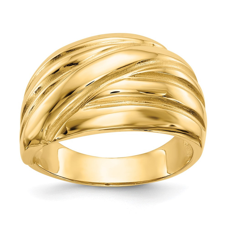 14k Polished Scalloped Dome Ring - R3-48075E0D-2404