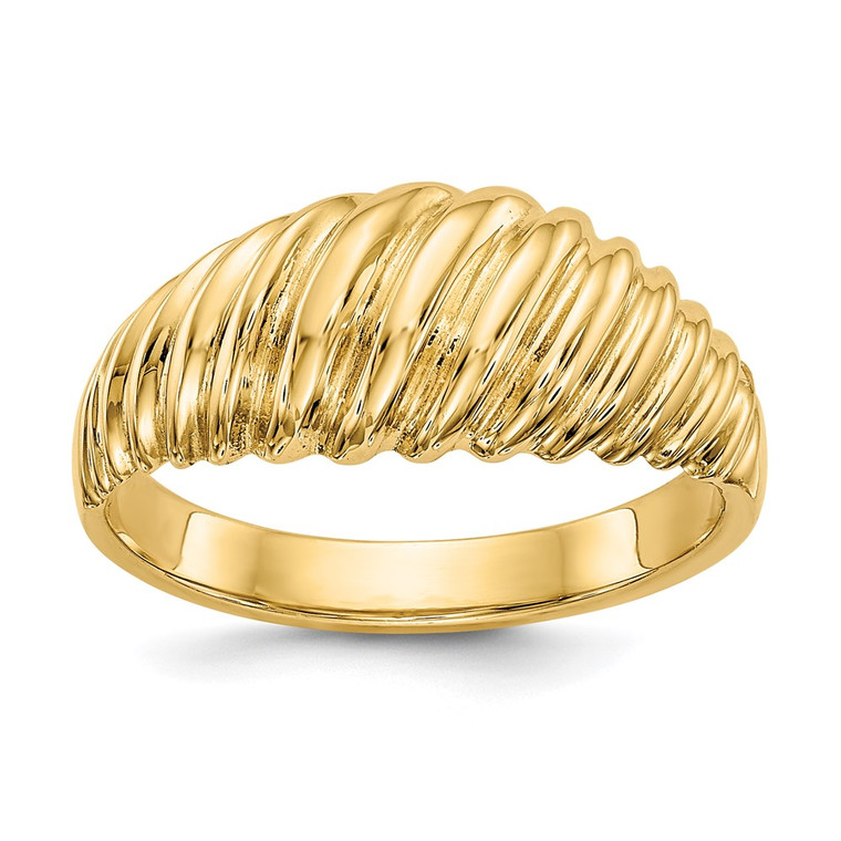 14k Polished Scalloped Dome Ring - R3-A6CF32E8-6774