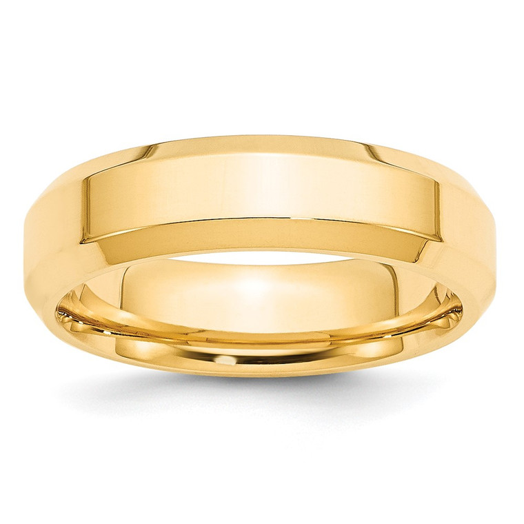 10k Yellow Gold 6mm Beveled Edge Comfort Fit Wedding Band Size 9.5