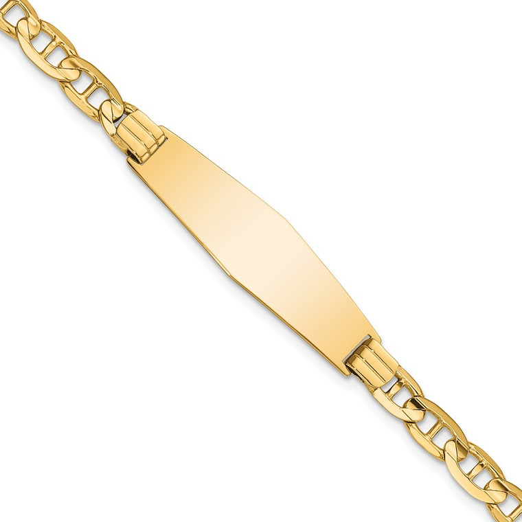 14k Polished Solid Chain/Solid Plate Anchor Link Soft Diamond Shape 33x9.8mm Plate 7 inch ID Bracelet - CG-A47429D7-1271