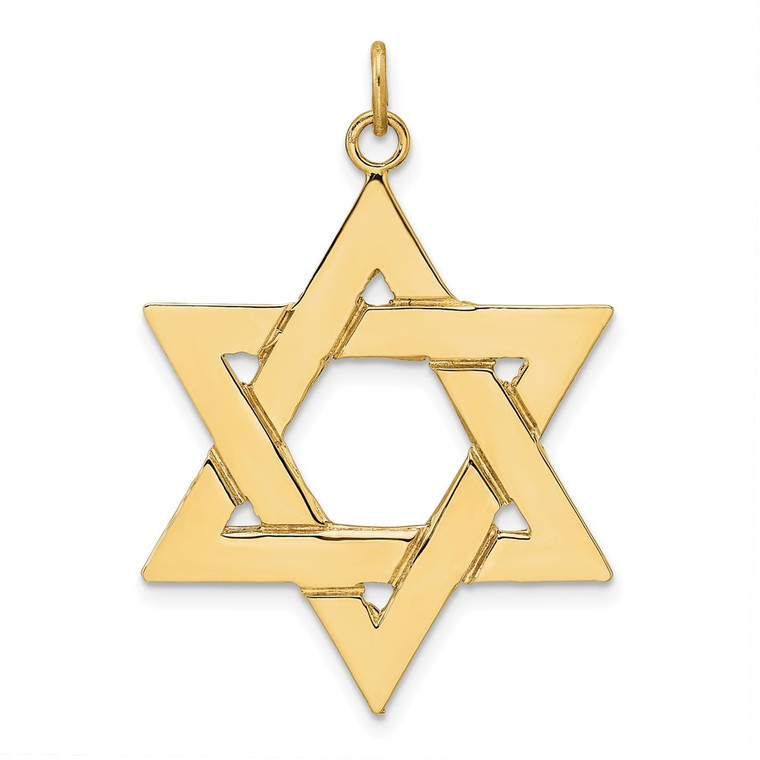 14k Polished Solid Star of David Pendant - XR-5E90987B-6383