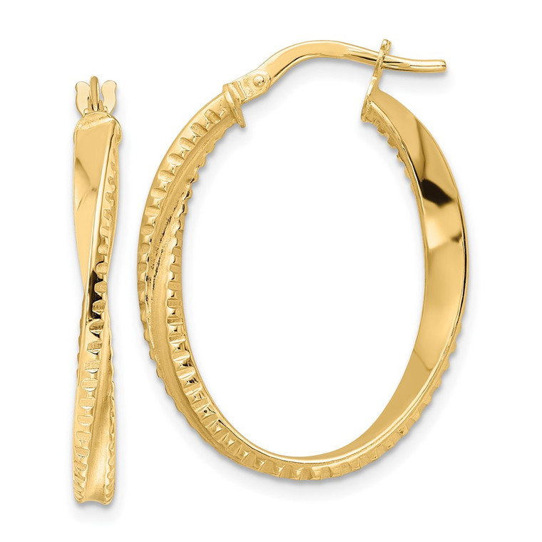 14K Polished Twisted Oval Hoop Earrings - TF-36CE4992-9807