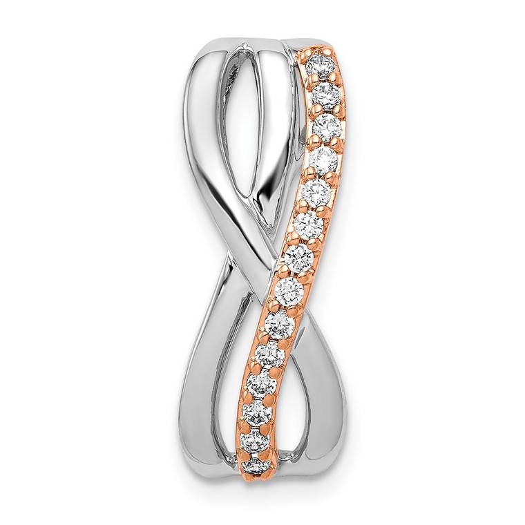 14k Rose and White Gold 1/5ct. Diamond Fancy Twisted Chain Slide