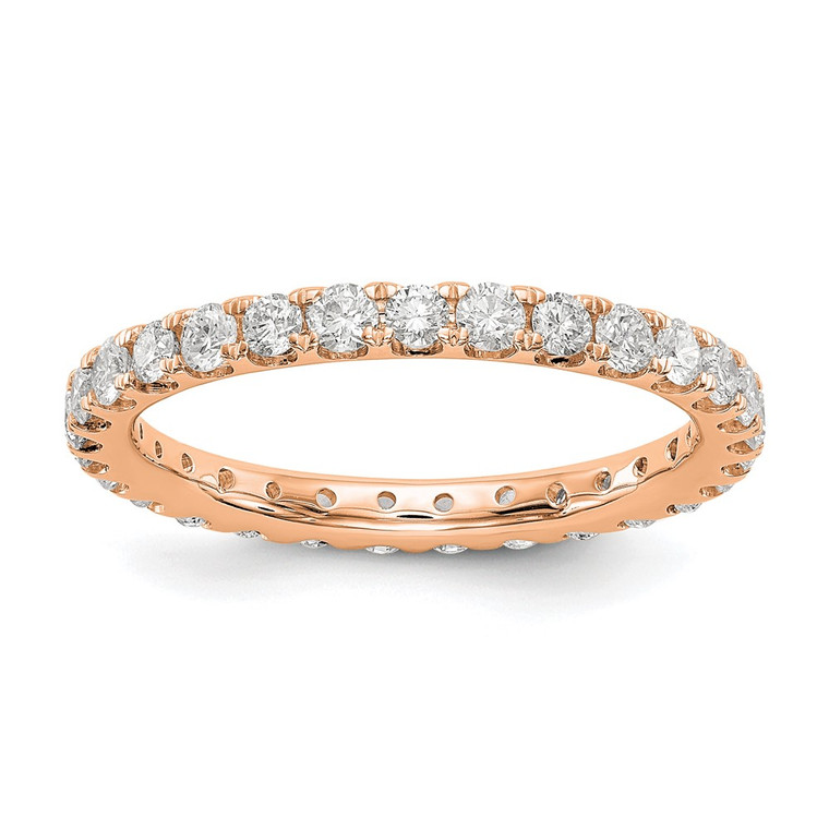 14k Rose Gold 1 carat Lab Grown Diamond VS/SI+ G+ Size 7 Shared Prong Eternity Band
