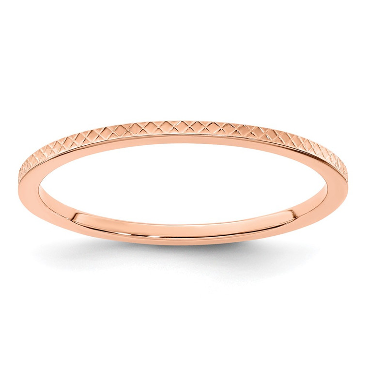 14K Rose Gold 1.2mm Criss-Cross Pattern Stackable Band Size 8