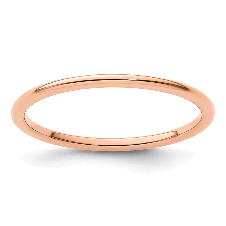 14K Rose Gold 1.2mm Half Round Polished Stackable Band Size 6.5