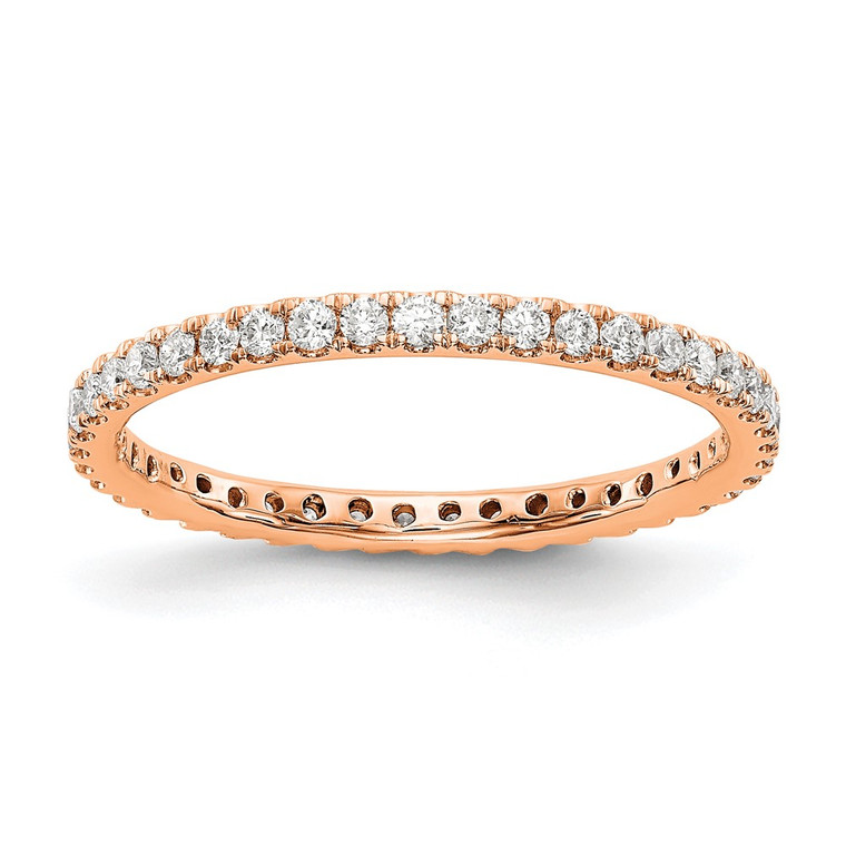 14k Rose Gold 1/2 carat Lab Grown Diamond VS/SI+ G+ Size 7 Shared Prong Eternity Band