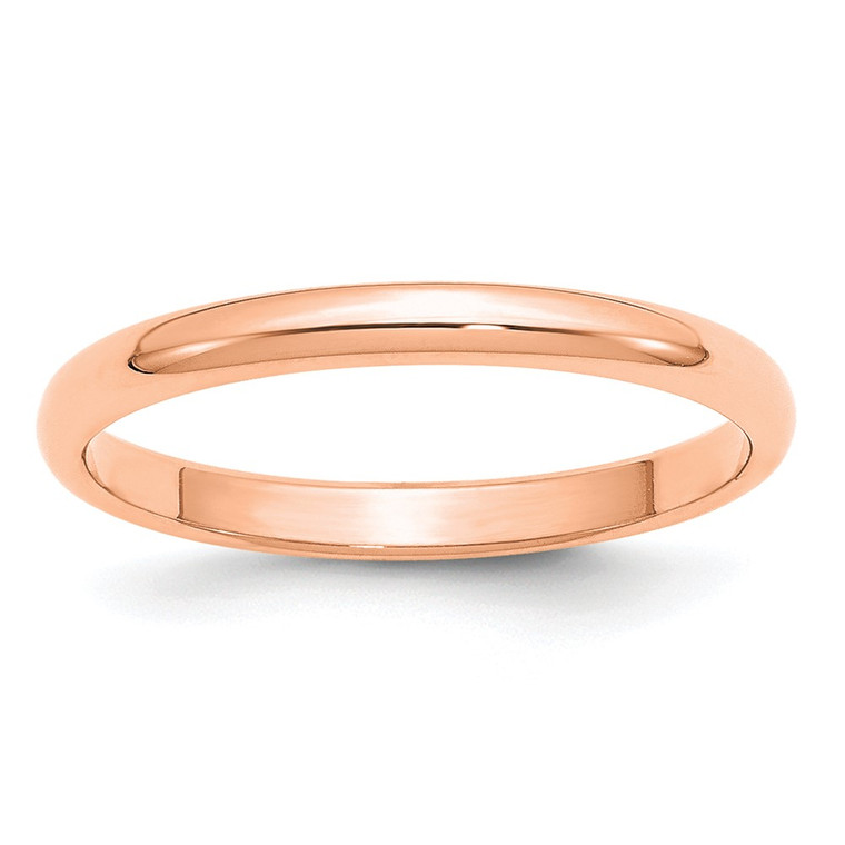 14k Rose Gold 2.5mm Half Round Band Size 10