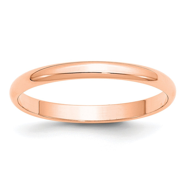 14k Rose Gold 2.5mm LTW Half Round Band Size 6