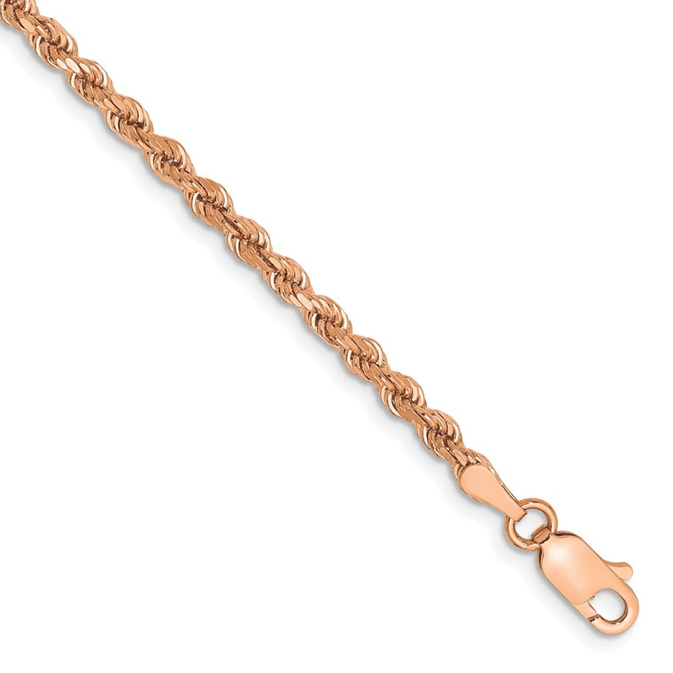 14k Rose Gold 2.75mm Diamond-cut Rope with Lobster Clasp Chain - 02-258EFCCC-8176