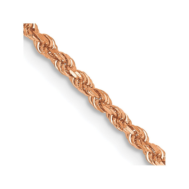 14K Rose Gold 30 inch 1.75mm Diamond-cut Rope with Lobster Clasp Chain