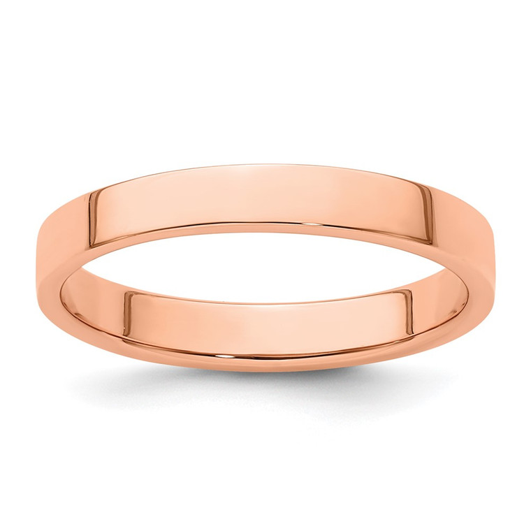 14k Rose Gold 3mm Lightweight Flat Wedding Band Size 8.5
