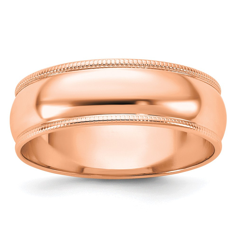 14k Rose Gold 6mm Lightweight Milgrain Half Round Wedding Band Size 9